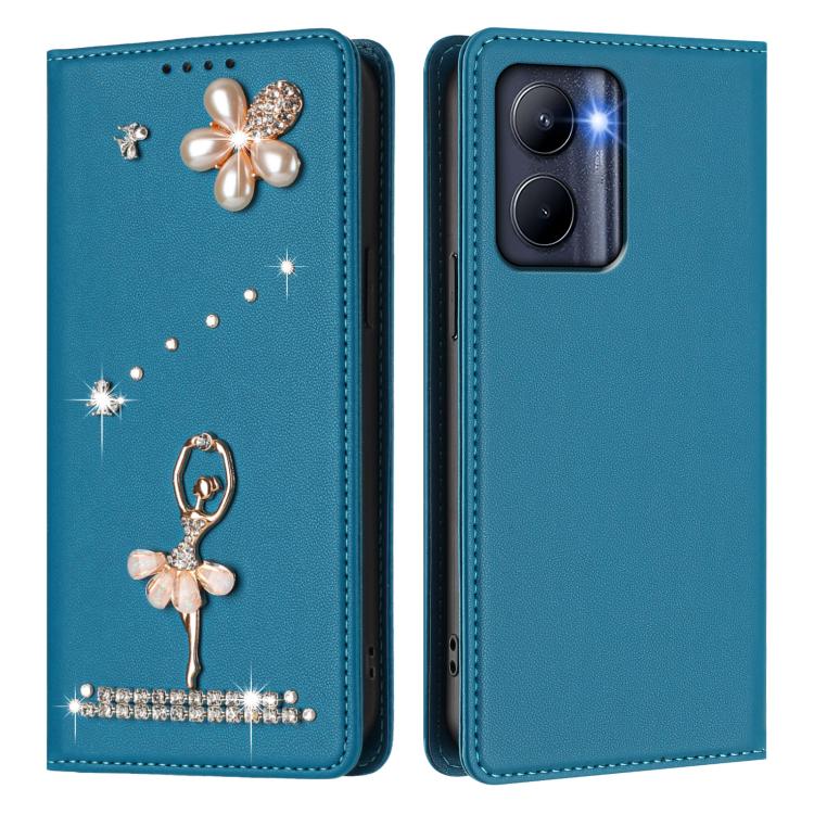 For Realme C33 2023 / C33 Ballet Girl Diamond Studded RFID Vegan Leather Phone Case