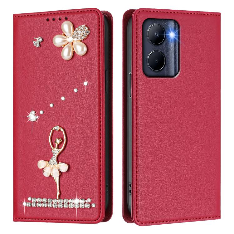 For Realme C33 2023 / C33 Ballet Girl Diamond Studded RFID Vegan Leather Phone Case