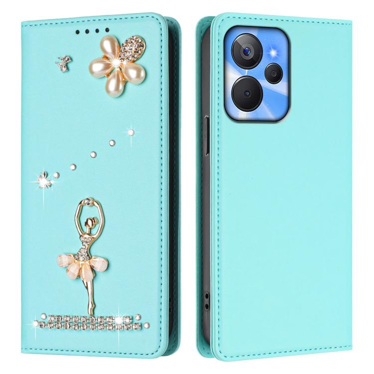 For Realme 10T 5G / 10s 5G / 9i Ballet Girl Diamond Studded RFID Vegan Leather Phone Case