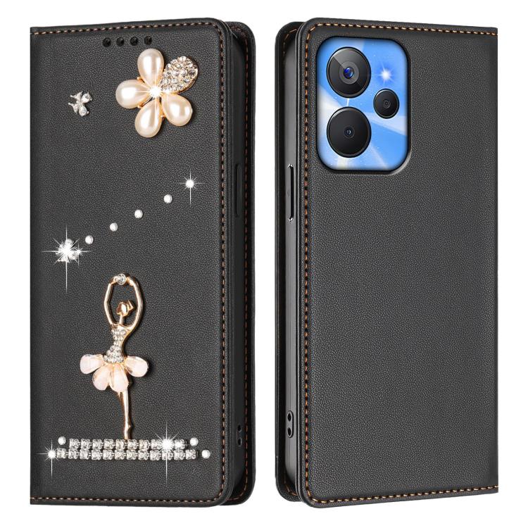 For Realme 10T 5G / 10s 5G / 9i Ballet Girl Diamond Studded RFID Vegan Leather Phone Case