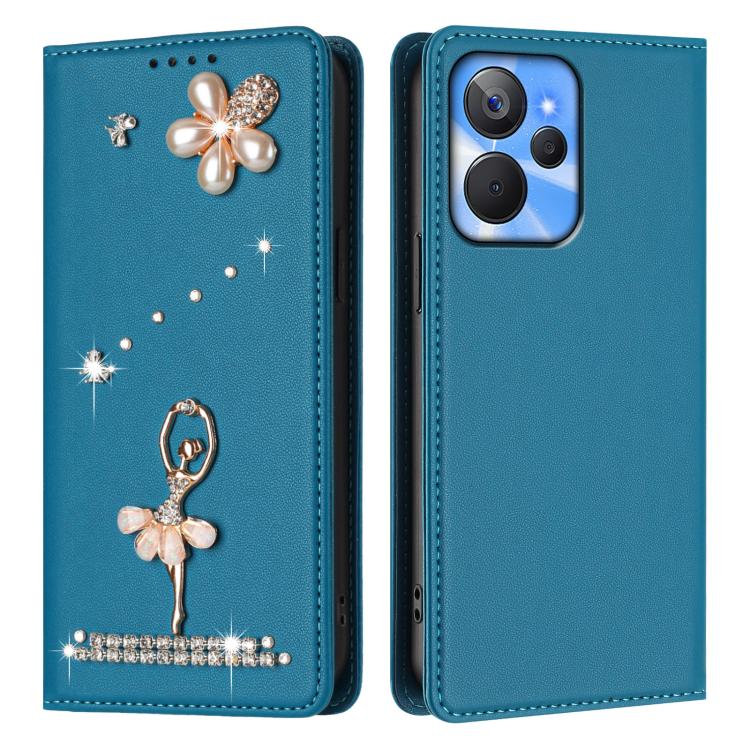 For Realme 10T 5G / 10s 5G / 9i Ballet Girl Diamond Studded RFID Vegan Leather Phone Case