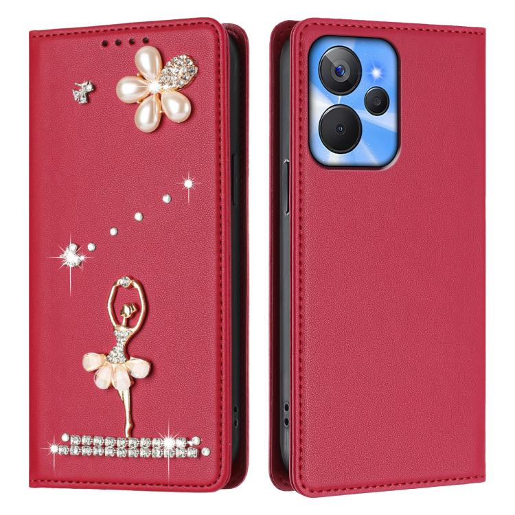 For Realme 10T 5G / 10s 5G / 9i Ballet Girl Diamond Studded RFID Vegan Leather Phone Case