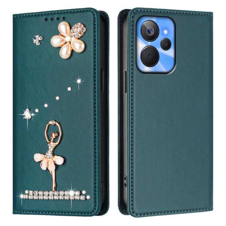 For Realme 10T 5G / 10s 5G / 9i Ballet Girl Diamond Studded RFID Vegan Leather Phone Case