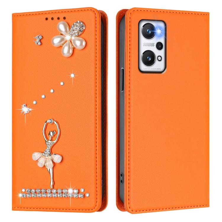 For Realme GT Neo 3T Ballet Girl Diamond Studded RFID Vegan Leather Phone Case