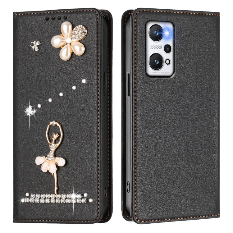 For Realme GT Neo 3T Ballet Girl Diamond Studded RFID Vegan Leather Phone Case