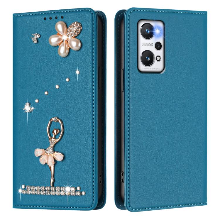 For Realme GT Neo 3T Ballet Girl Diamond Studded RFID Vegan Leather Phone Case