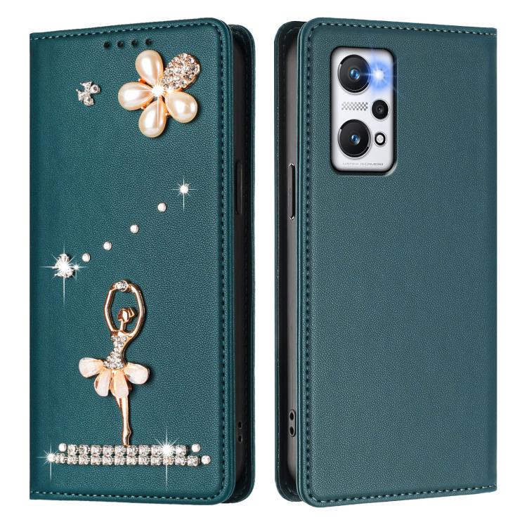 For Realme GT Neo 3T Ballet Girl Diamond Studded RFID Vegan Leather Phone Case