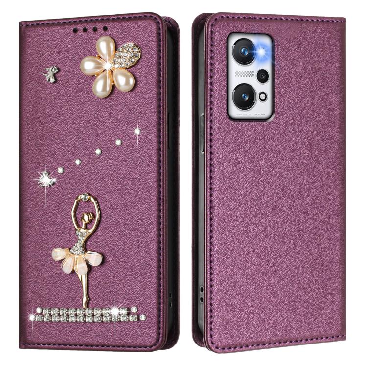 For Realme GT Neo 3T Ballet Girl Diamond Studded RFID Vegan Leather Phone Case
