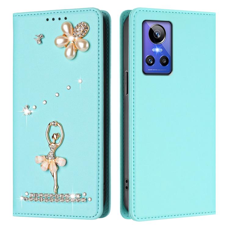 For Realme GT Neo 3 Ballet Girl Diamond Studded RFID Vegan Leather Phone Case