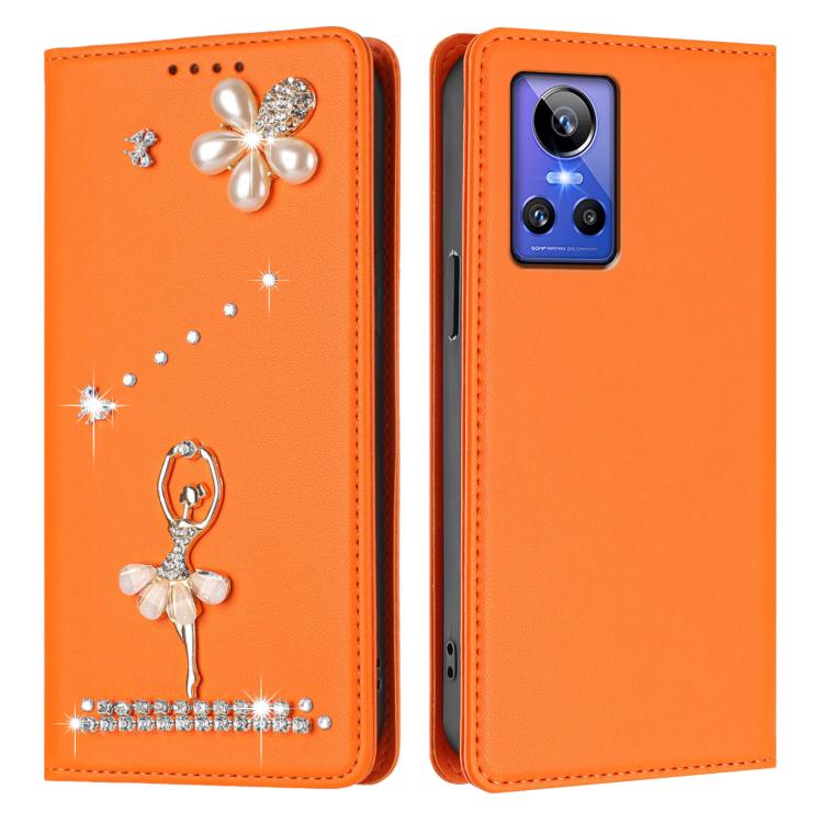 For Realme GT Neo 3 Ballet Girl Diamond Studded RFID Vegan Leather Phone Case