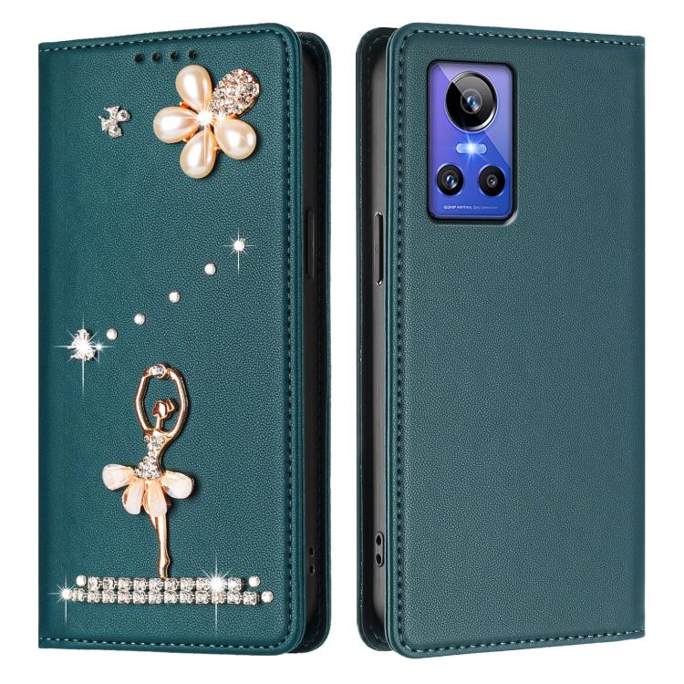 For Realme GT Neo 3 Ballet Girl Diamond Studded RFID Vegan Leather Phone Case