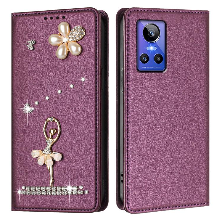 For Realme GT Neo 3 Ballet Girl Diamond Studded RFID Vegan Leather Phone Case