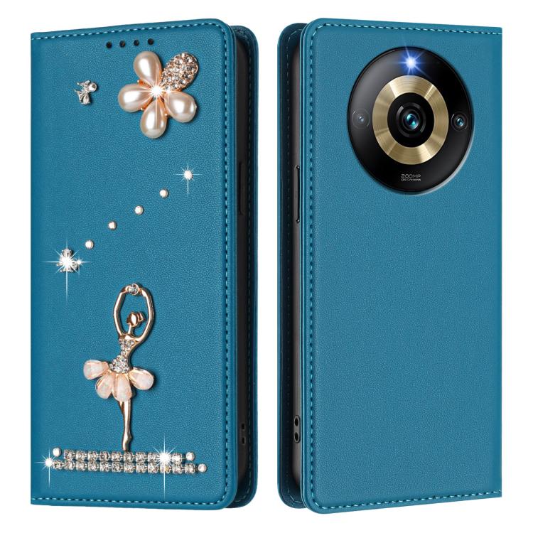 For Realme Narzo 60 Pro Global Ballet Girl Diamond Studded RFID Vegan Leather Phone Case