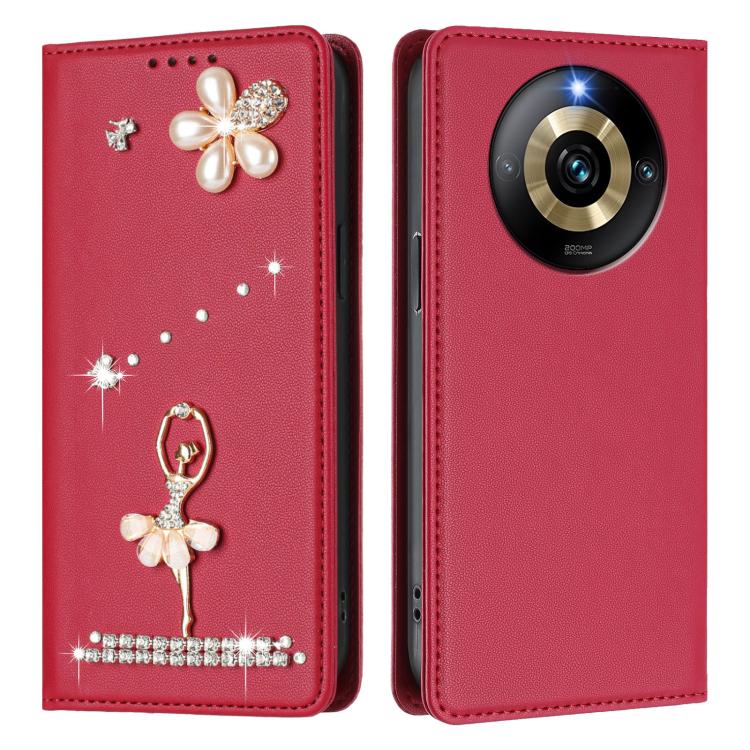 For Realme Narzo 60 Pro Global Ballet Girl Diamond Studded RFID Vegan Leather Phone Case