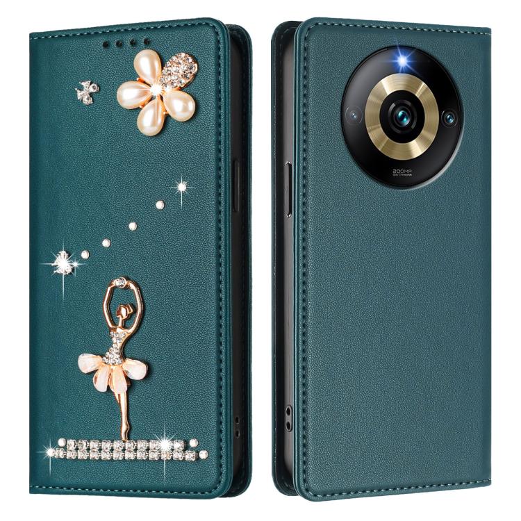 For Realme Narzo 60 Pro Global Ballet Girl Diamond Studded RFID Vegan Leather Phone Case