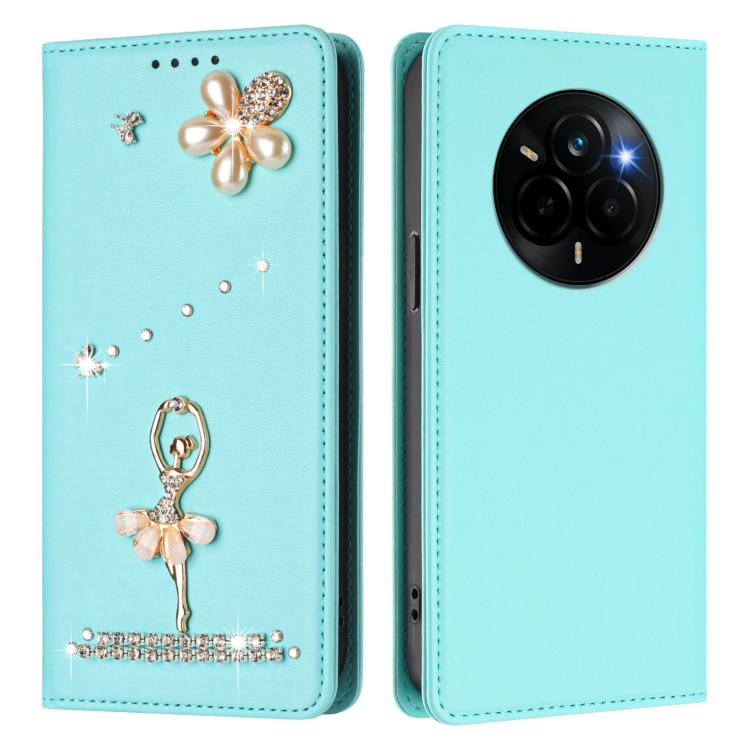 For Realme Narzo 80 Pro / 14 Pro 5G India Ballet Girl Diamond Studded RFID Vegan Leather Phone Case