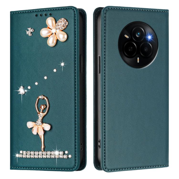 For Realme Narzo 80 Pro / 14 Pro 5G India Ballet Girl Diamond Studded RFID Vegan Leather Phone Case