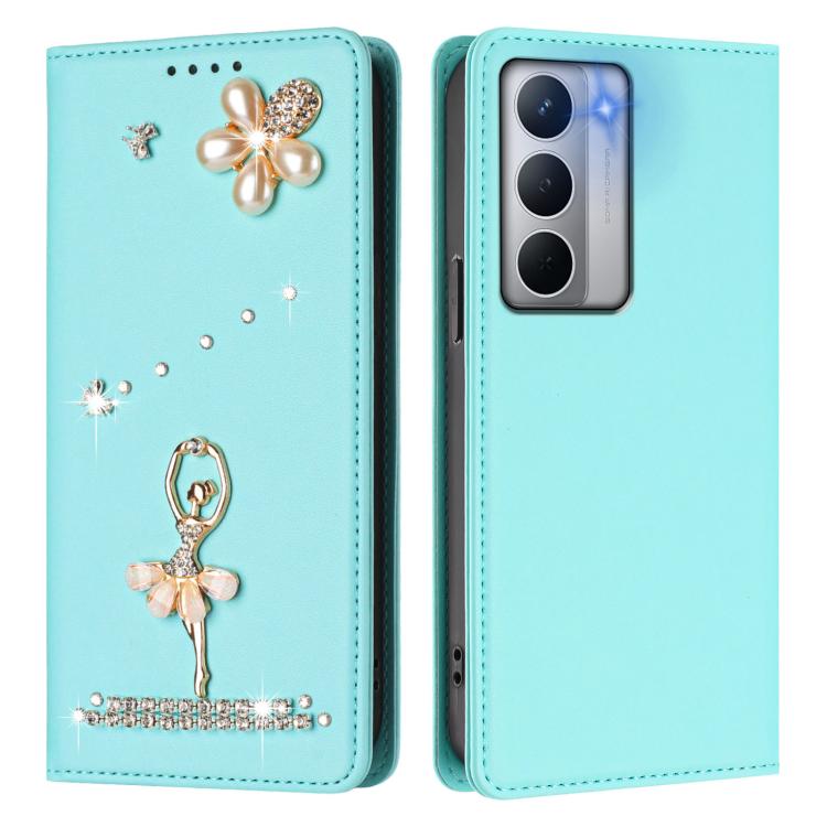 For Realme Narzo 80x Ballet Girl Diamond Studded RFID Vegan Leather Phone Case