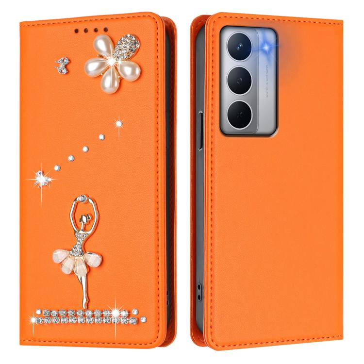 For Realme Narzo 80x Ballet Girl Diamond Studded RFID Vegan Leather Phone Case
