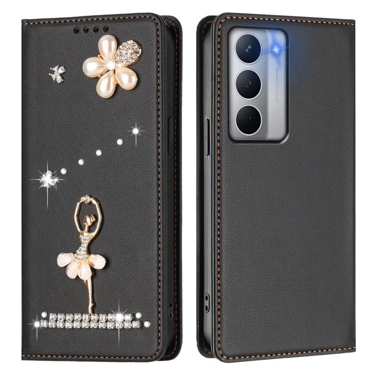For Realme Narzo 80x Ballet Girl Diamond Studded RFID Vegan Leather Phone Case