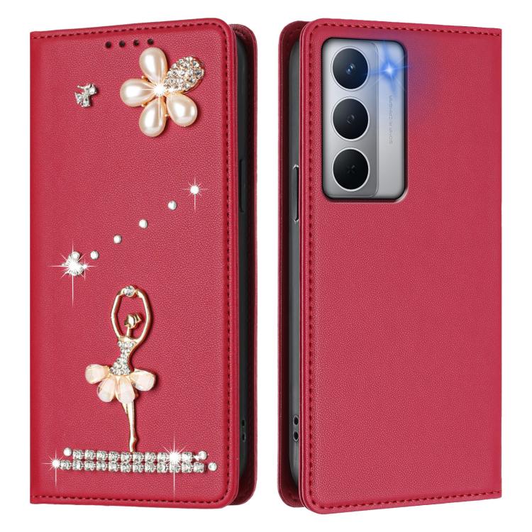 For Realme Narzo 80x Ballet Girl Diamond Studded RFID Vegan Leather Phone Case