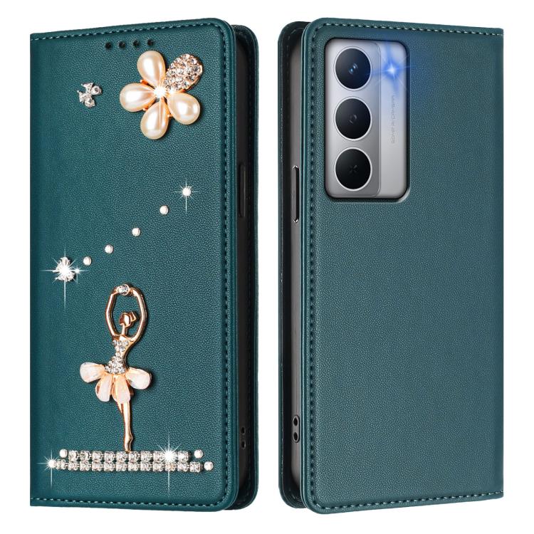 For Realme Narzo 80x Ballet Girl Diamond Studded RFID Vegan Leather Phone Case