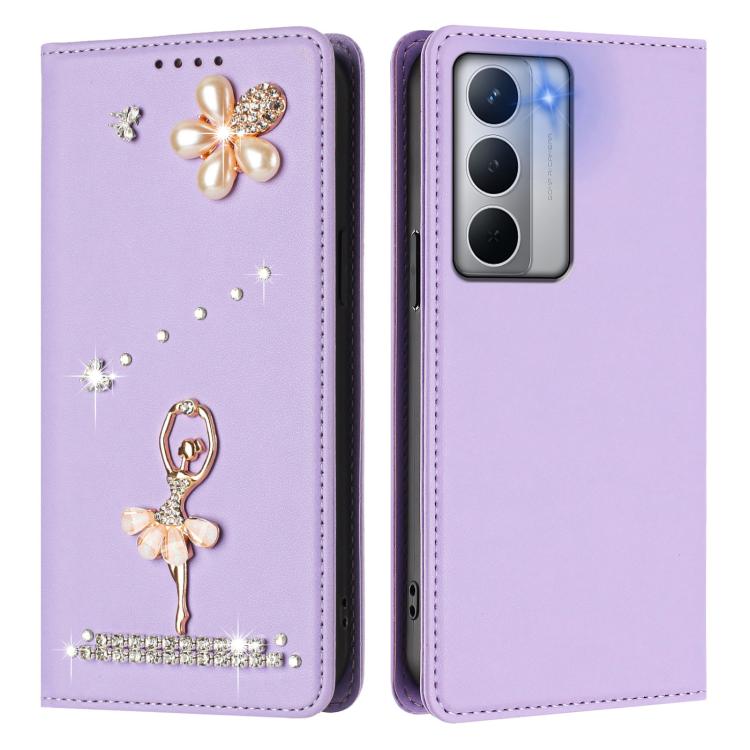 For Realme Narzo 80x Ballet Girl Diamond Studded RFID Vegan Leather Phone Case