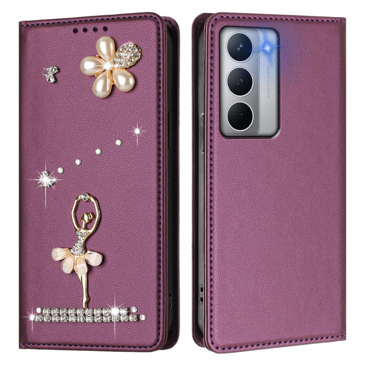 For Realme Narzo 80x Ballet Girl Diamond Studded RFID Vegan Leather Phone Case