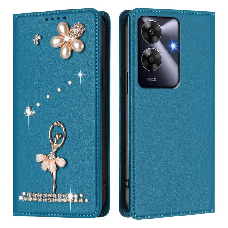 For Realme Note 60 4G Global Ballet Girl Diamond Studded RFID Vegan Leather Phone Case
