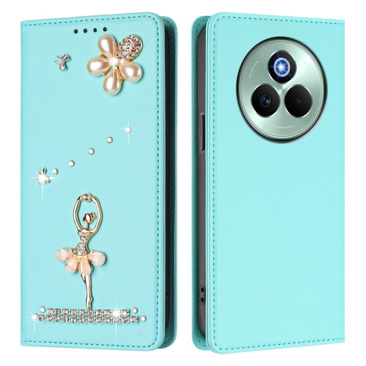 For Realme P3 Pro 5G Global Ballet Girl Diamond Studded RFID Vegan Leather Phone Case