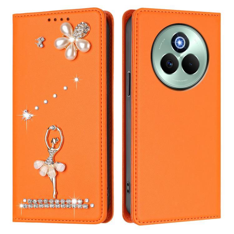 For Realme P3 Pro 5G Global Ballet Girl Diamond Studded RFID Vegan Leather Phone Case