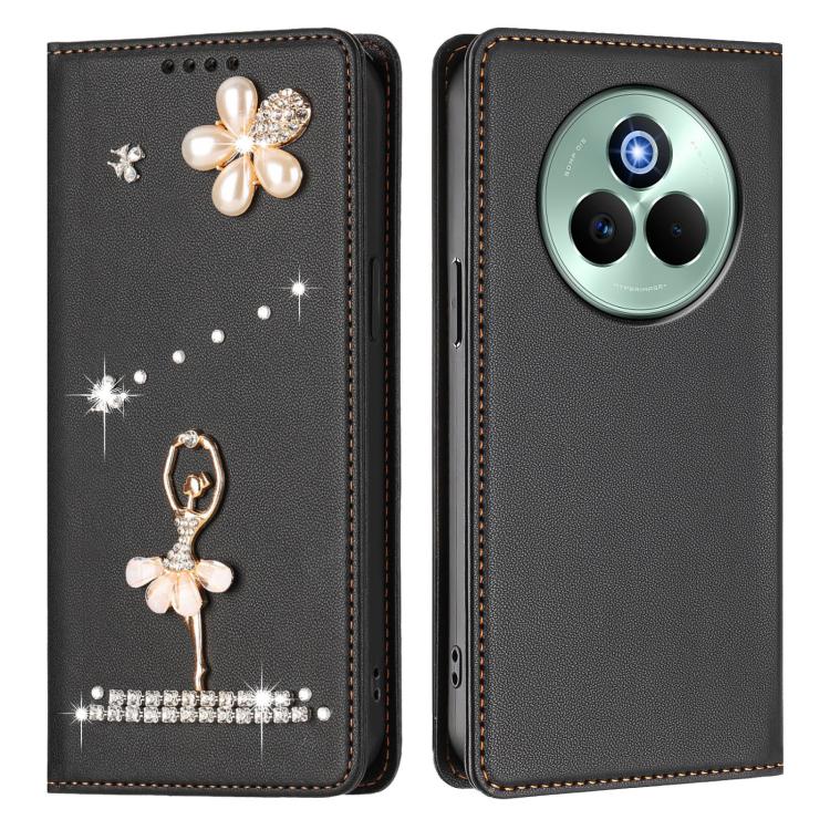 For Realme P3 Pro 5G Global Ballet Girl Diamond Studded RFID Vegan Leather Phone Case