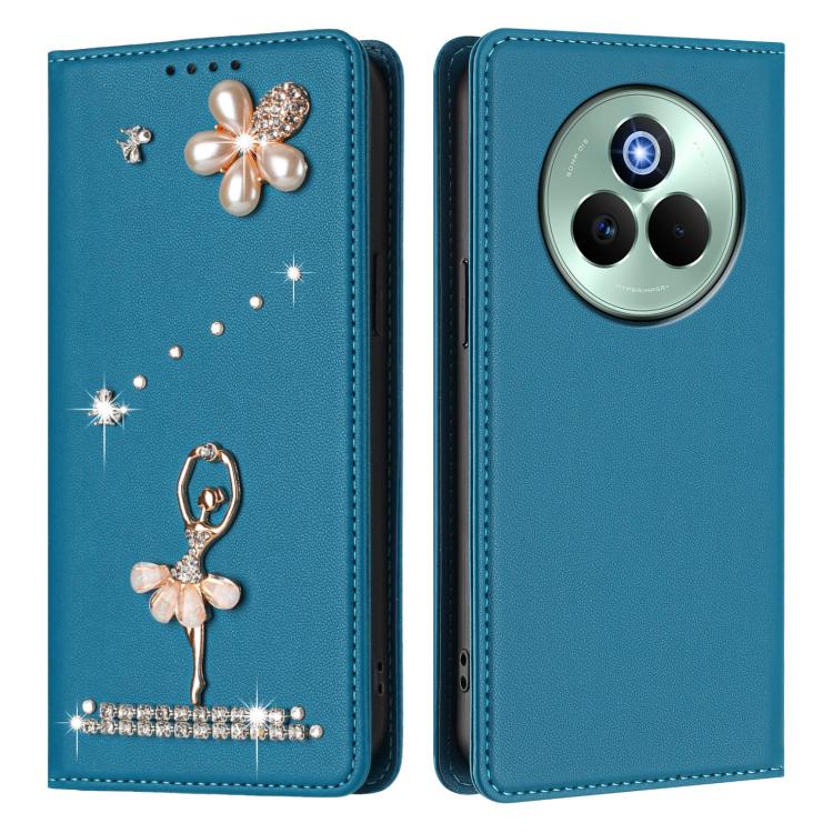 For Realme P3 Pro 5G Global Ballet Girl Diamond Studded RFID Vegan Leather Phone Case