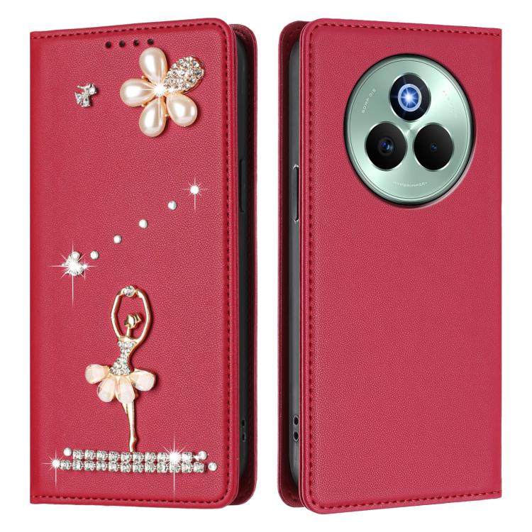 For Realme P3 Pro 5G Global Ballet Girl Diamond Studded RFID Vegan Leather Phone Case