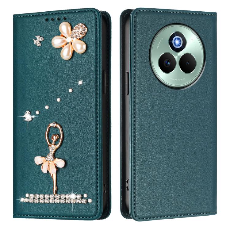 For Realme P3 Pro 5G Global Ballet Girl Diamond Studded RFID Vegan Leather Phone Case