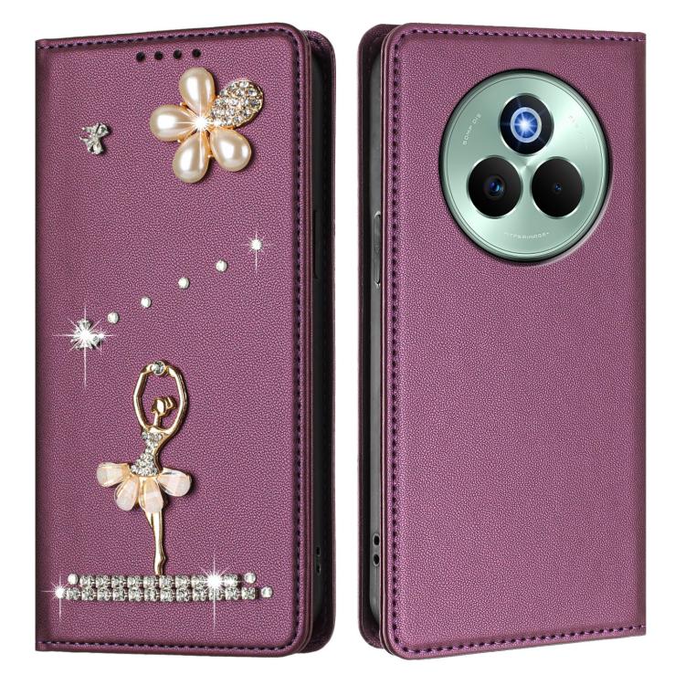 For Realme P3 Pro 5G Global Ballet Girl Diamond Studded RFID Vegan Leather Phone Case