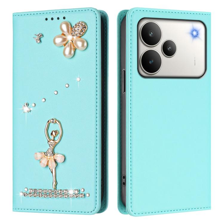 For Realme P4 5G Ballet Girl Diamond Studded RFID Vegan Leather Phone Case
