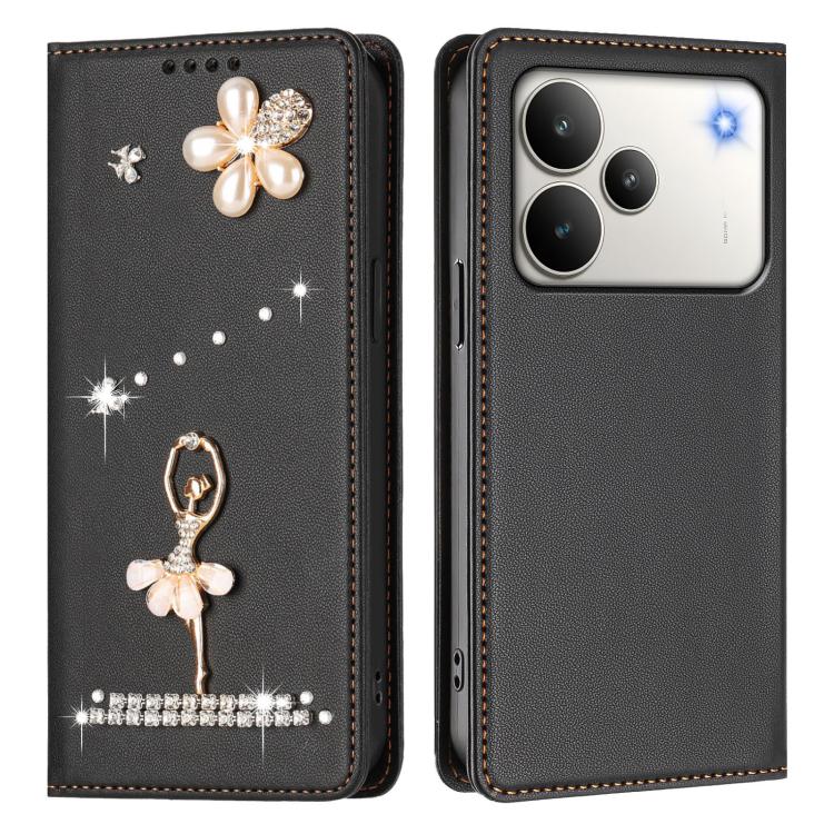For Realme P4 5G Ballet Girl Diamond Studded RFID Vegan Leather Phone Case
