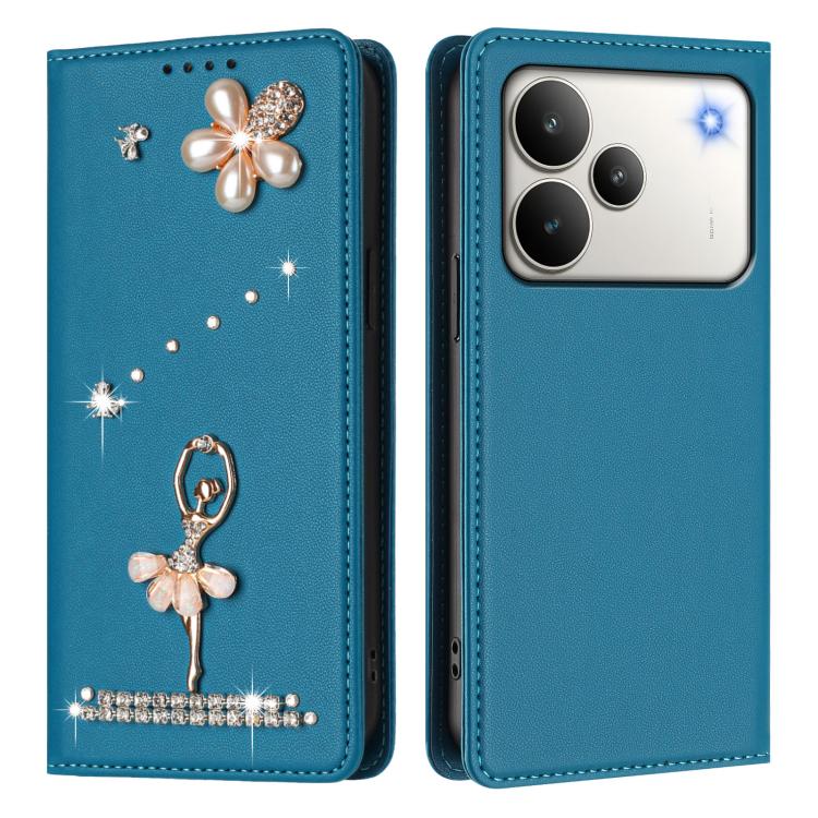For Realme P4 5G Ballet Girl Diamond Studded RFID Vegan Leather Phone Case
