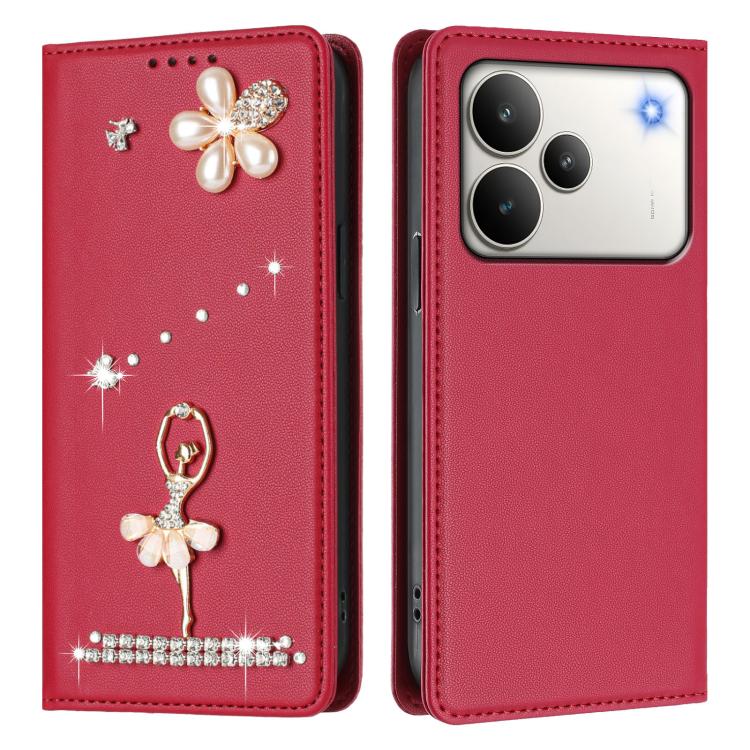 For Realme P4 5G Ballet Girl Diamond Studded RFID Vegan Leather Phone Case