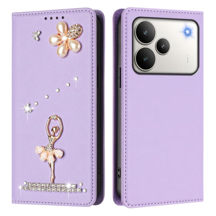 For Realme P4 5G Ballet Girl Diamond Studded RFID Vegan Leather Phone Case