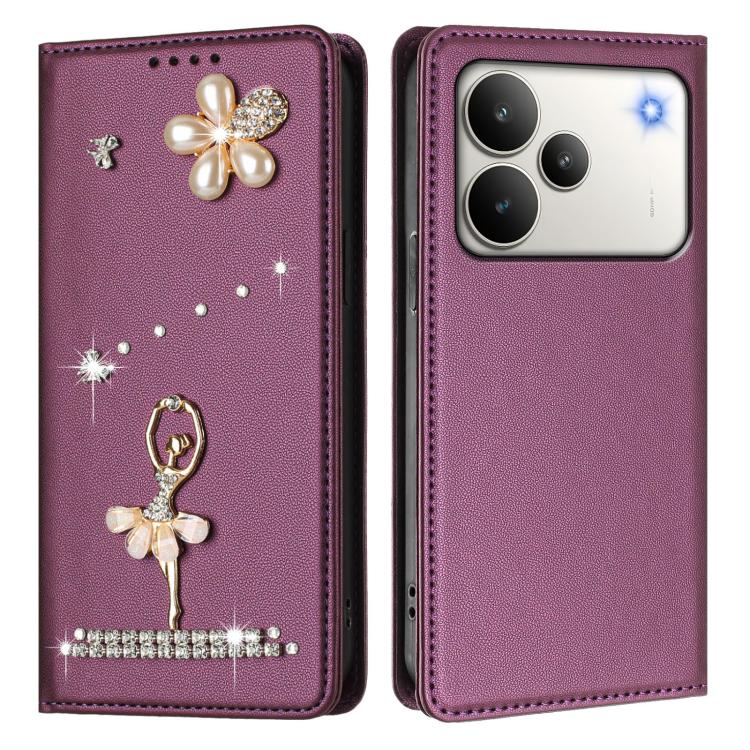 For Realme P4 5G Ballet Girl Diamond Studded RFID Vegan Leather Phone Case