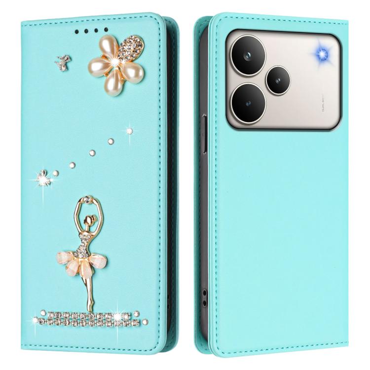 For Realme P4 Pro 5G Ballet Girl Diamond Studded RFID Vegan Leather Phone Case