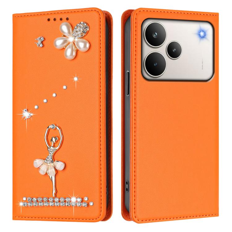 For Realme P4 Pro 5G Ballet Girl Diamond Studded RFID Vegan Leather Phone Case