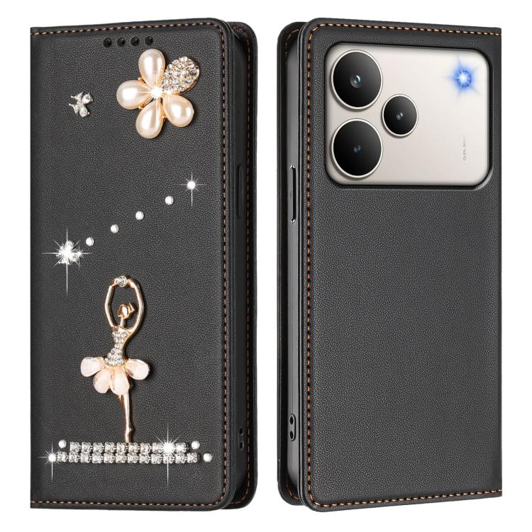 For Realme P4 Pro 5G Ballet Girl Diamond Studded RFID Vegan Leather Phone Case