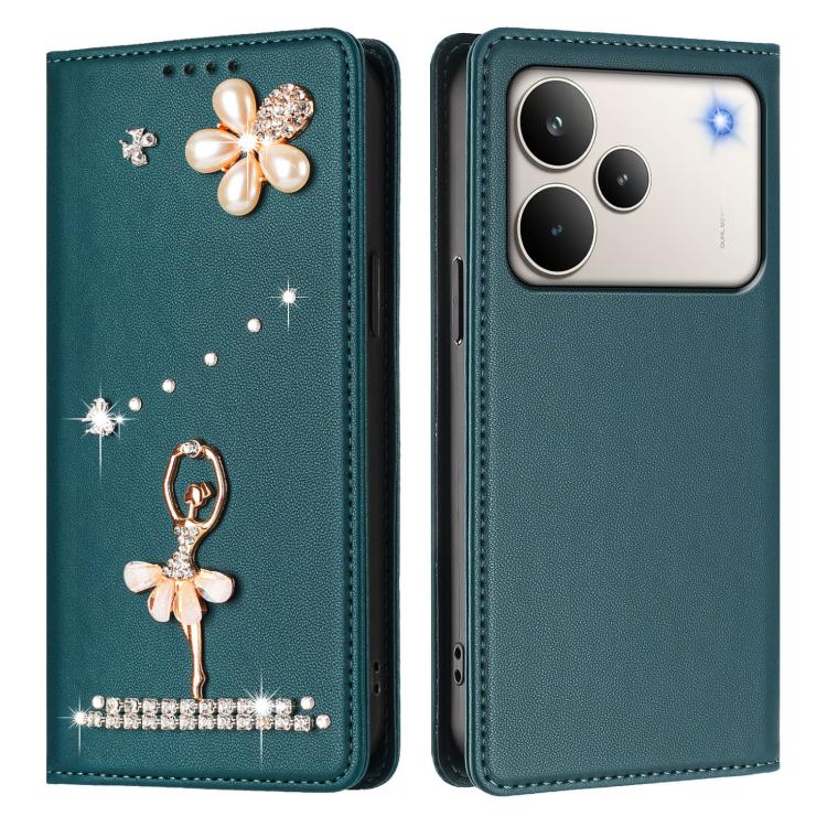 For Realme P4 Pro 5G Ballet Girl Diamond Studded RFID Vegan Leather Phone Case