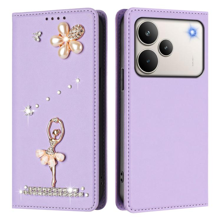 For Realme P4 Pro 5G Ballet Girl Diamond Studded RFID Vegan Leather Phone Case