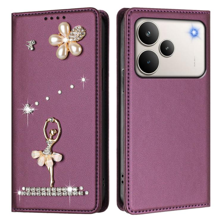 For Realme P4 Pro 5G Ballet Girl Diamond Studded RFID Vegan Leather Phone Case