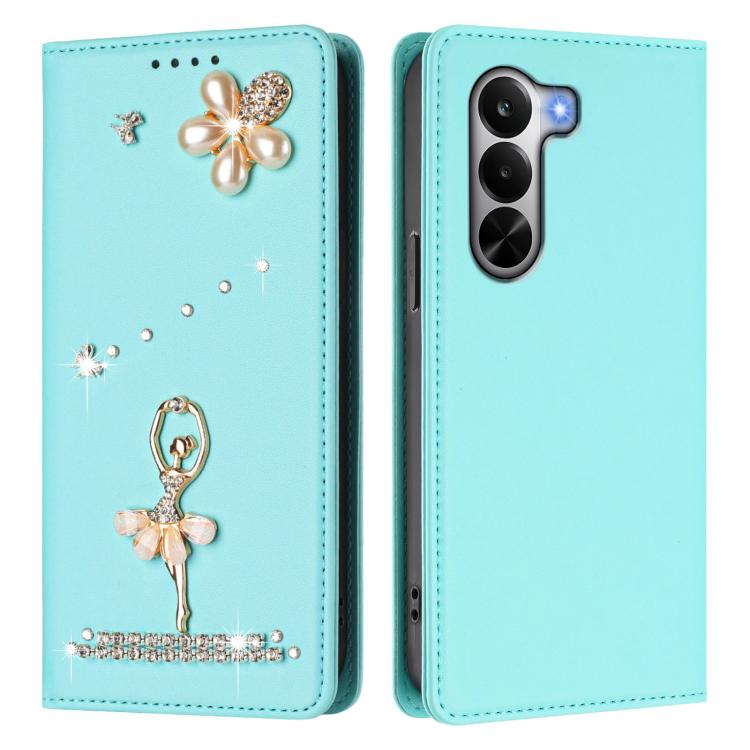 For Realme P4x 5G Ballet Girl Diamond Studded RFID Vegan Leather Phone Case
