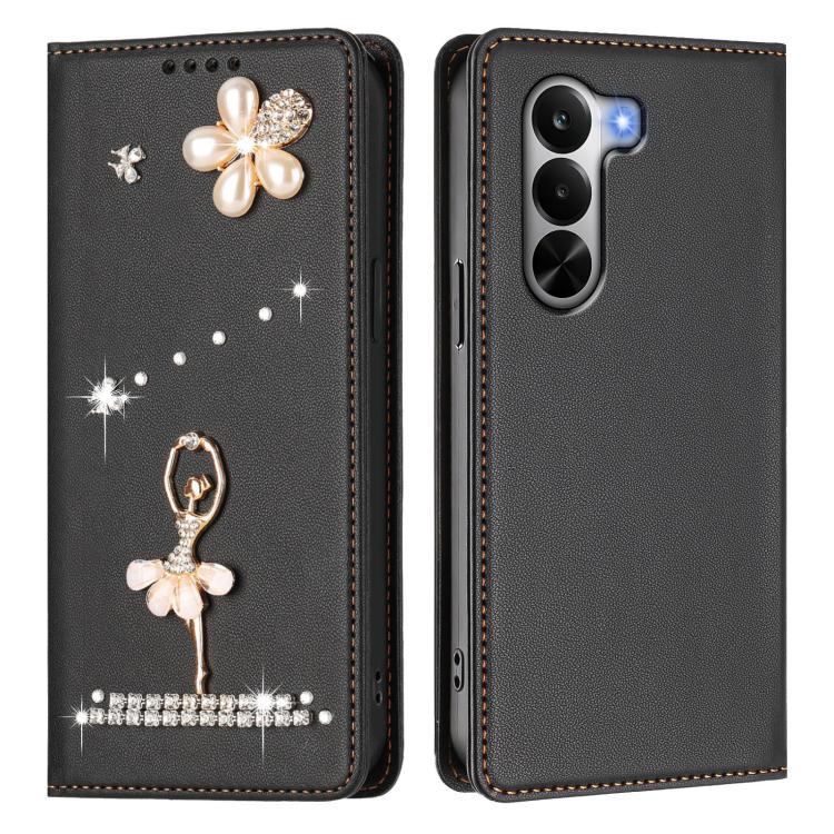 For Realme P4x 5G Ballet Girl Diamond Studded RFID Vegan Leather Phone Case